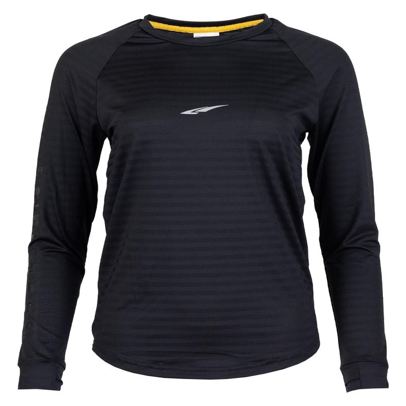 Ladies Perforated Striped L/S Raglan Knit